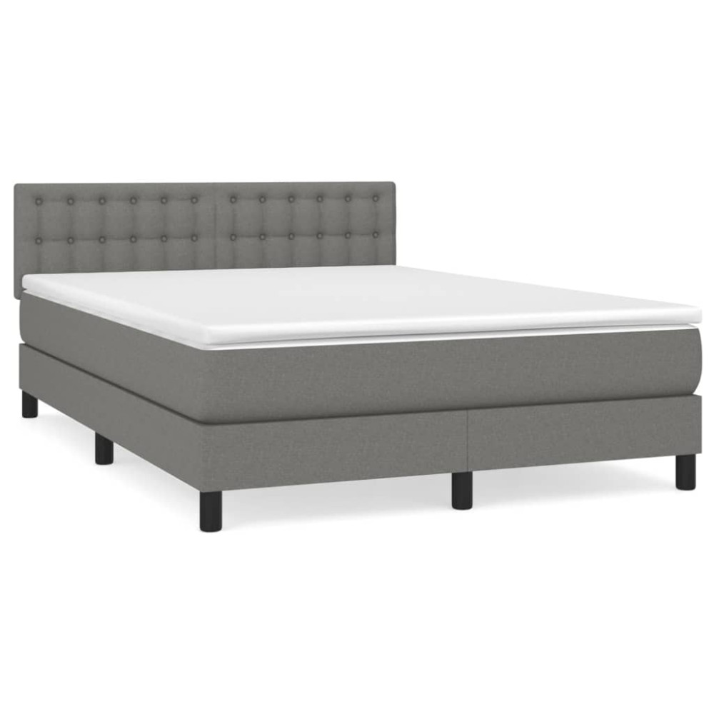Produktbild för Ramsäng med madrass mörkgrå 140x190 cm tyg