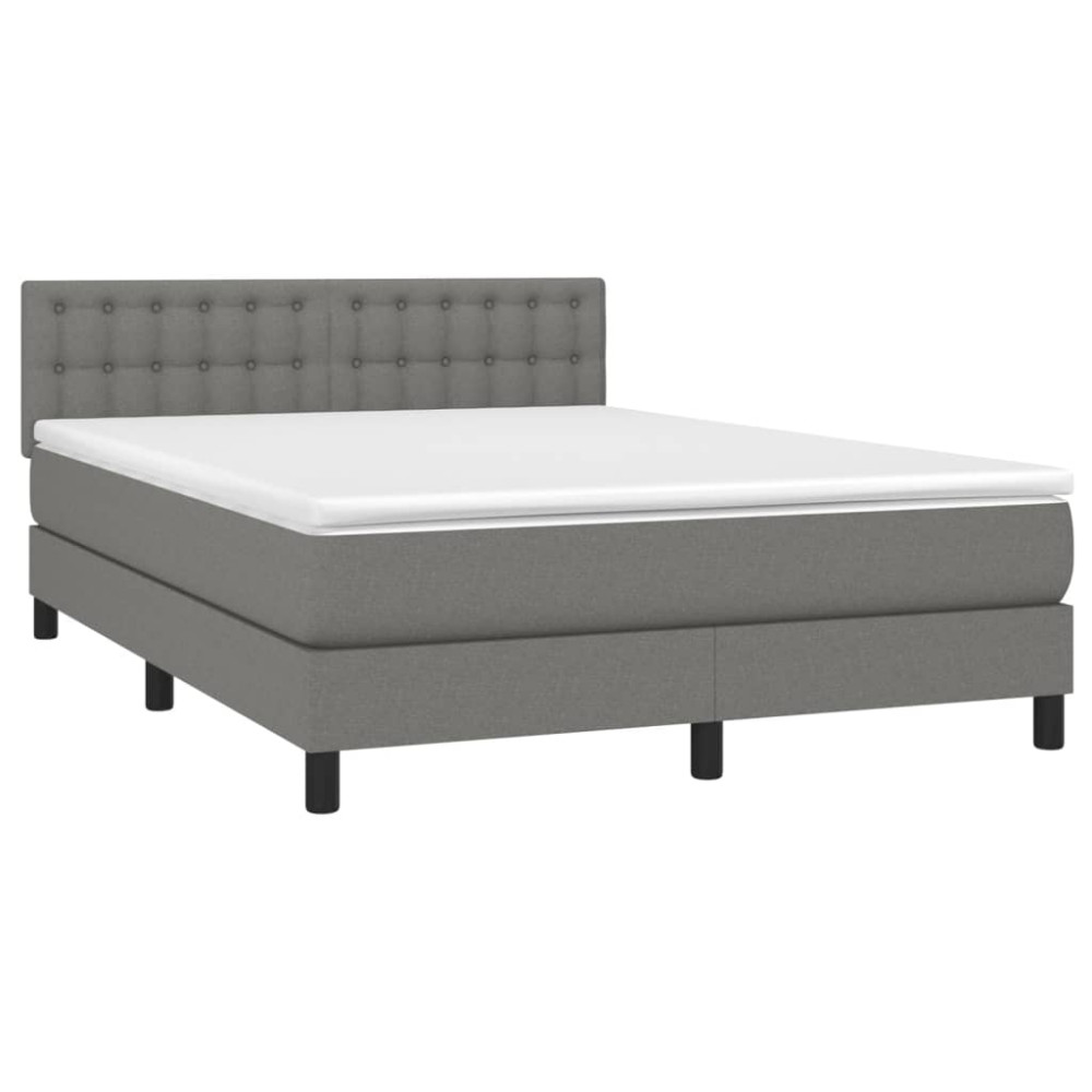 Produktbild för Ramsäng med madrass mörkgrå 140x190 cm tyg