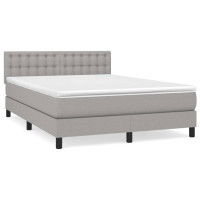 Produktbild för Ramsäng med madrass ljusgrå 140x200 cm tyg