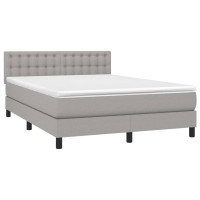 Produktbild för Ramsäng med madrass ljusgrå 140x200 cm tyg