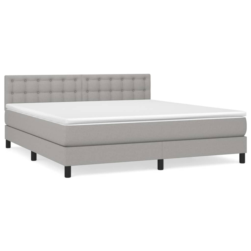Produktbild för Ramsäng med madrass ljusgrå 160x200 cm tyg