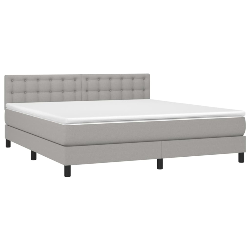 Produktbild för Ramsäng med madrass ljusgrå 160x200 cm tyg