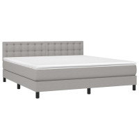 Produktbild för Ramsäng med madrass ljusgrå 160x200 cm tyg