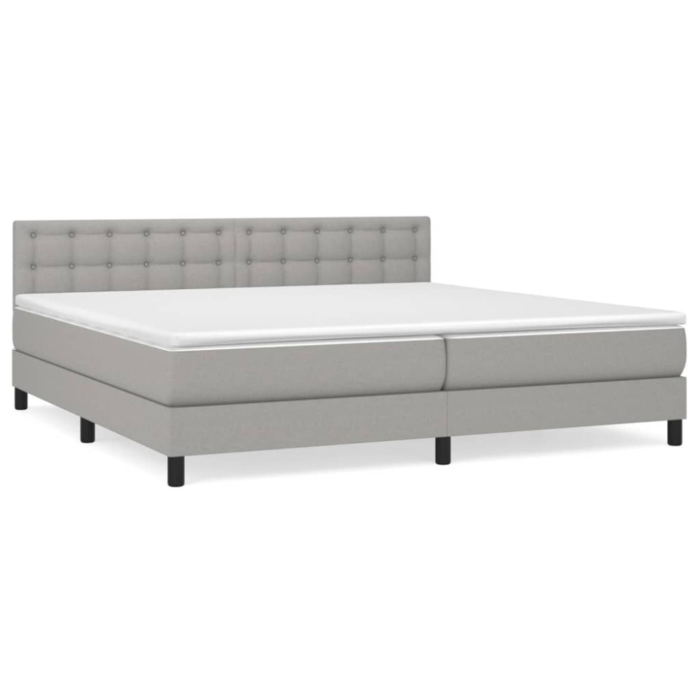 Produktbild för Ramsäng med madrass ljusgrå 200x200 cm tyg