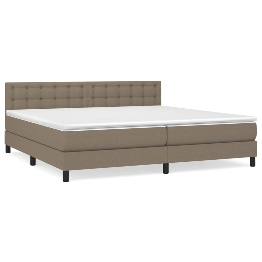 Produktbild för Ramsäng med madrass taupe 200x200 cm tyg