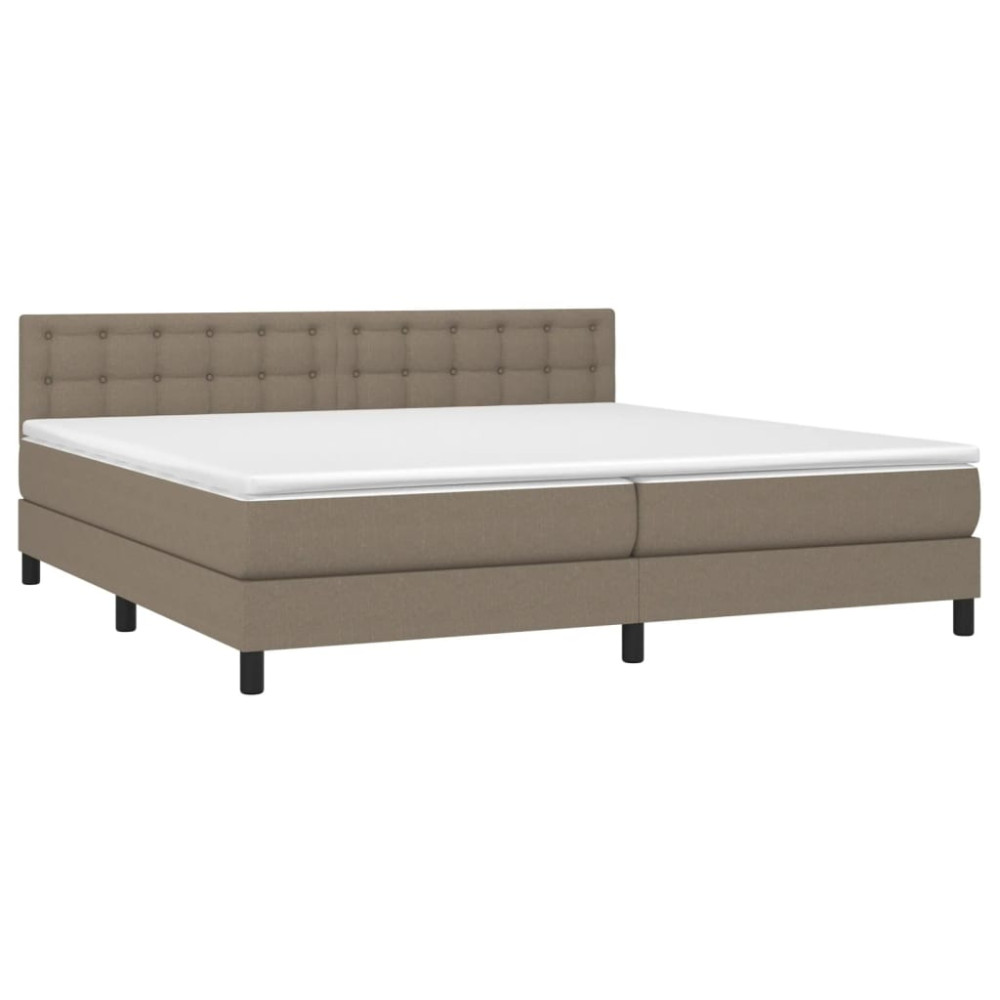 Produktbild för Ramsäng med madrass taupe 200x200 cm tyg