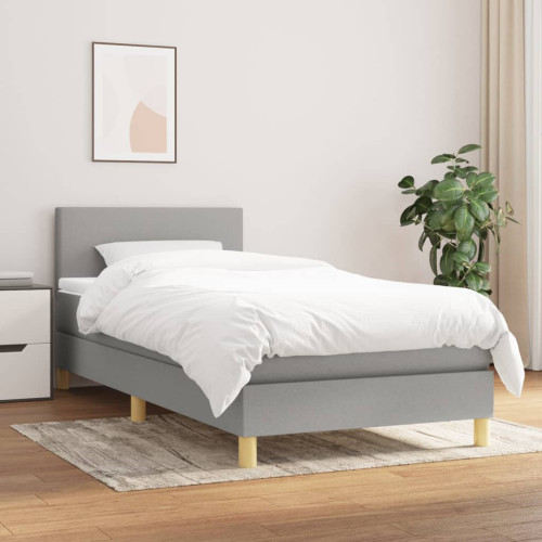 vidaXL Ramsäng med madrass ljusgrå 80x200 cm tyg
