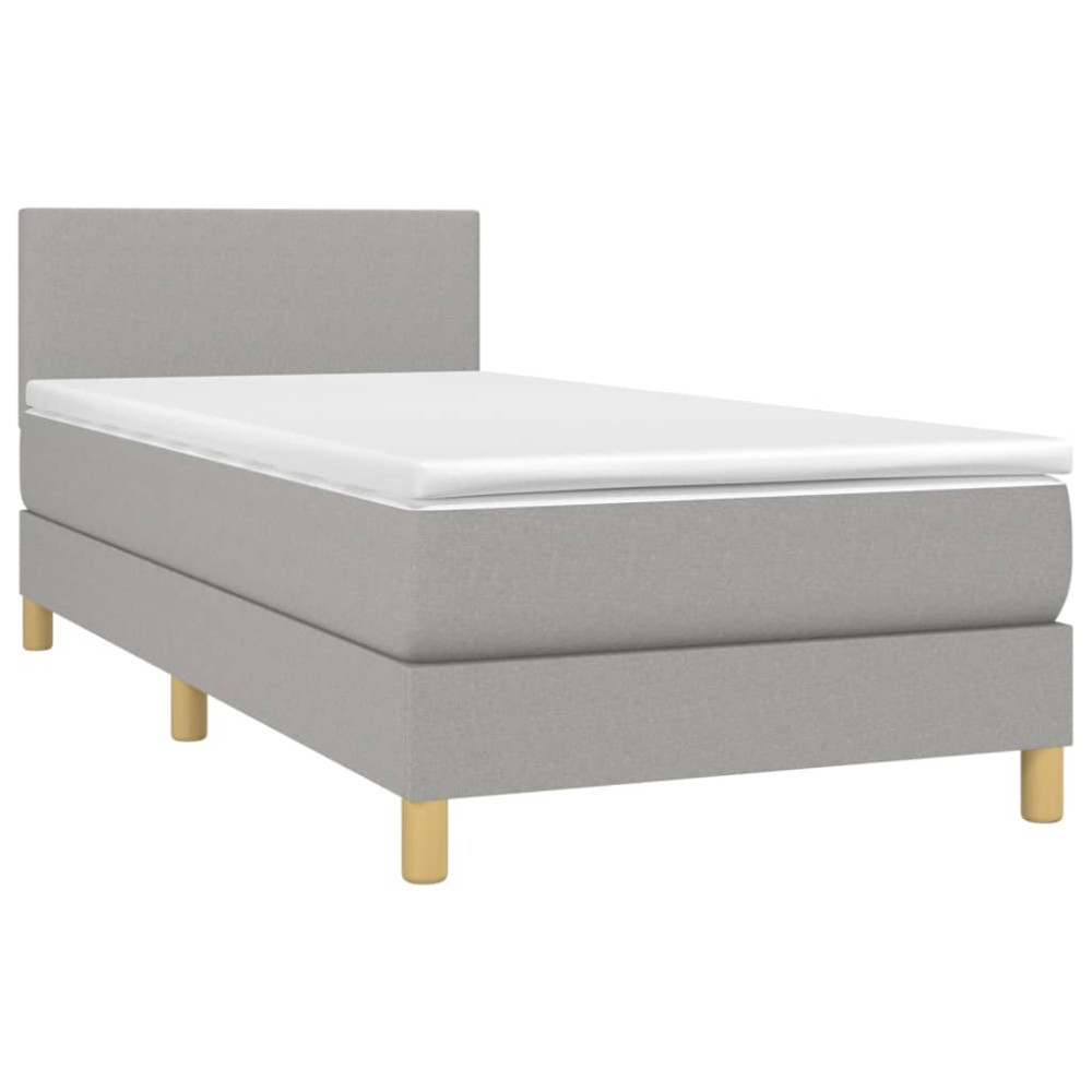 Produktbild för Ramsäng med madrass ljusgrå 80x200 cm tyg