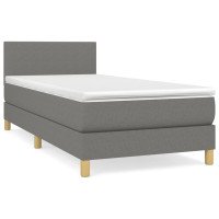 Produktbild för Ramsäng med madrass mörkgrå 90x190 cm tyg