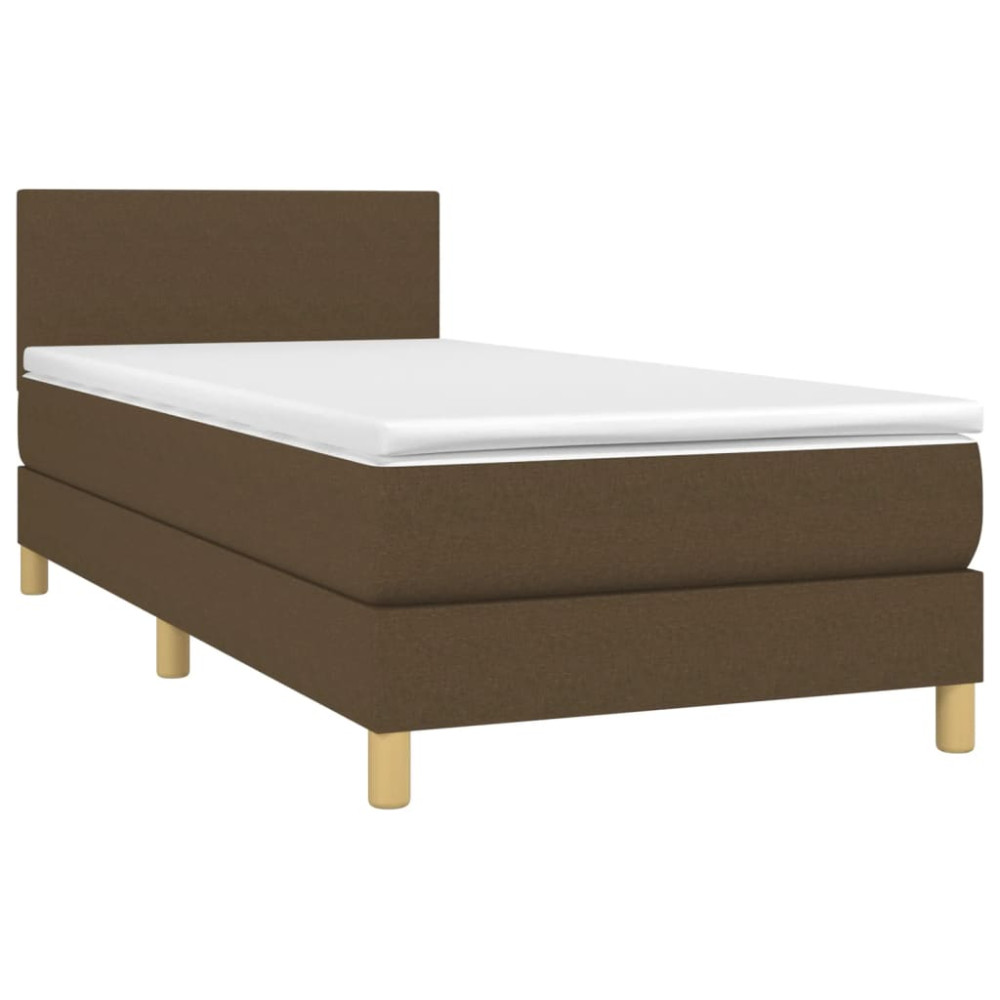 Produktbild för Ramsäng med madrass mörkbrun 90x200 cm tyg