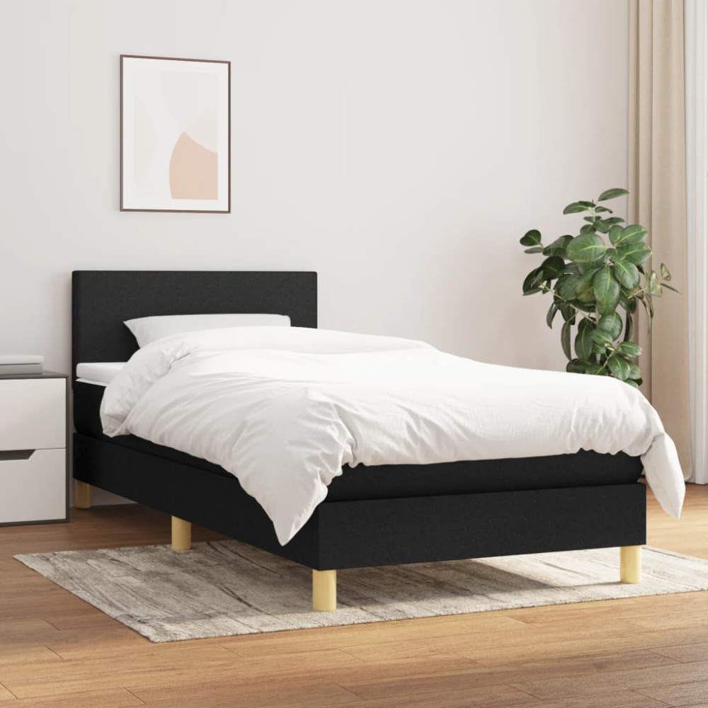 Produktbild för Ramsäng med madrass svart 100x200 cm tyg