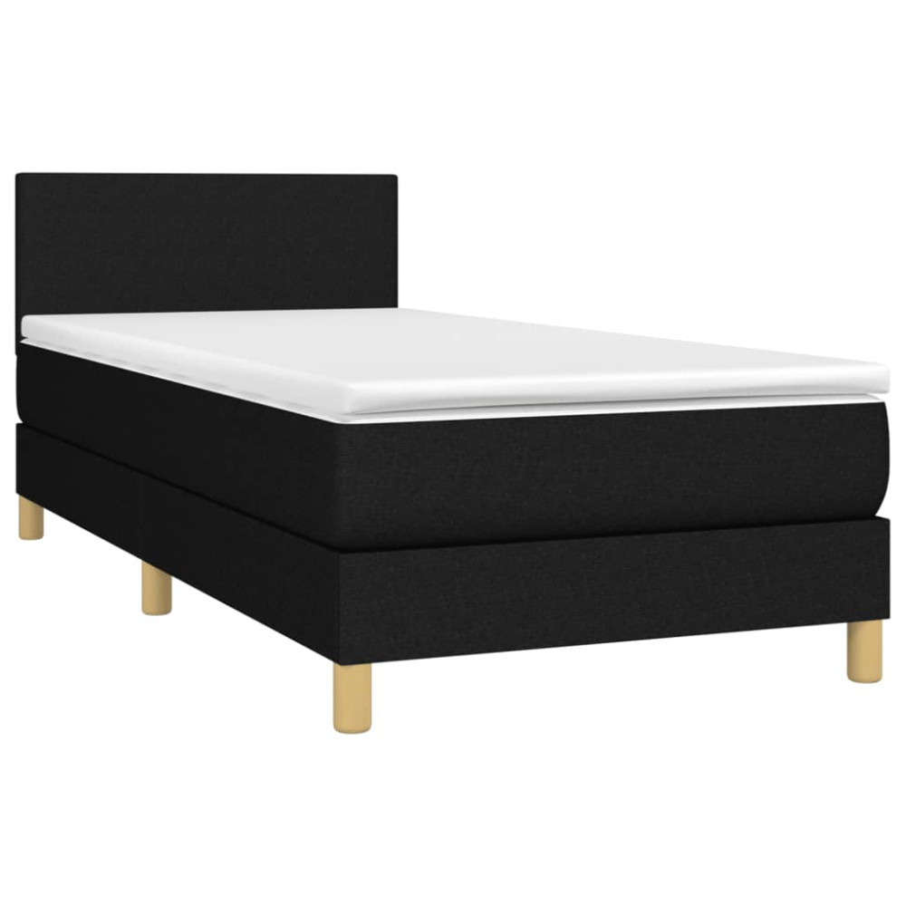 Produktbild för Ramsäng med madrass svart 100x200 cm tyg
