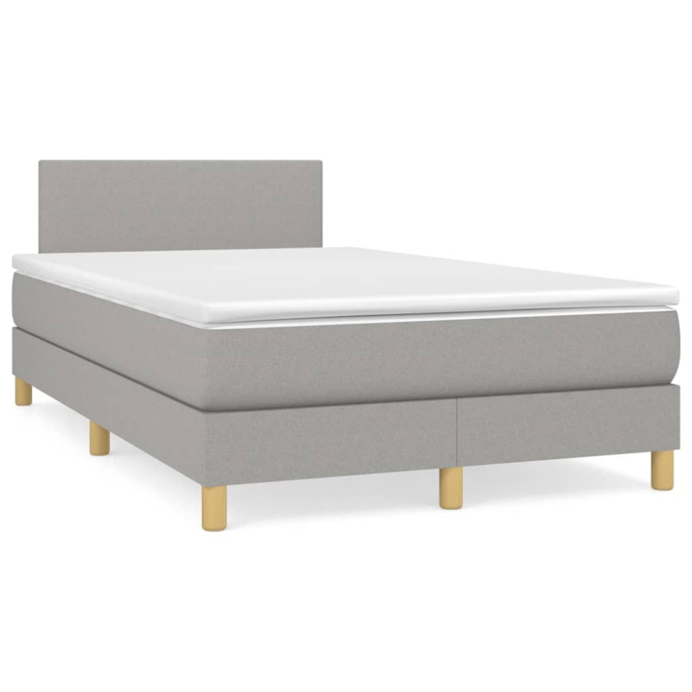 Produktbild för Ramsäng med madrass ljusgrå 120x200 cm tyg