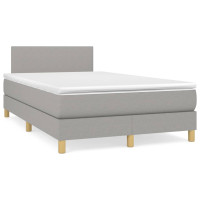 Produktbild för Ramsäng med madrass ljusgrå 120x200 cm tyg