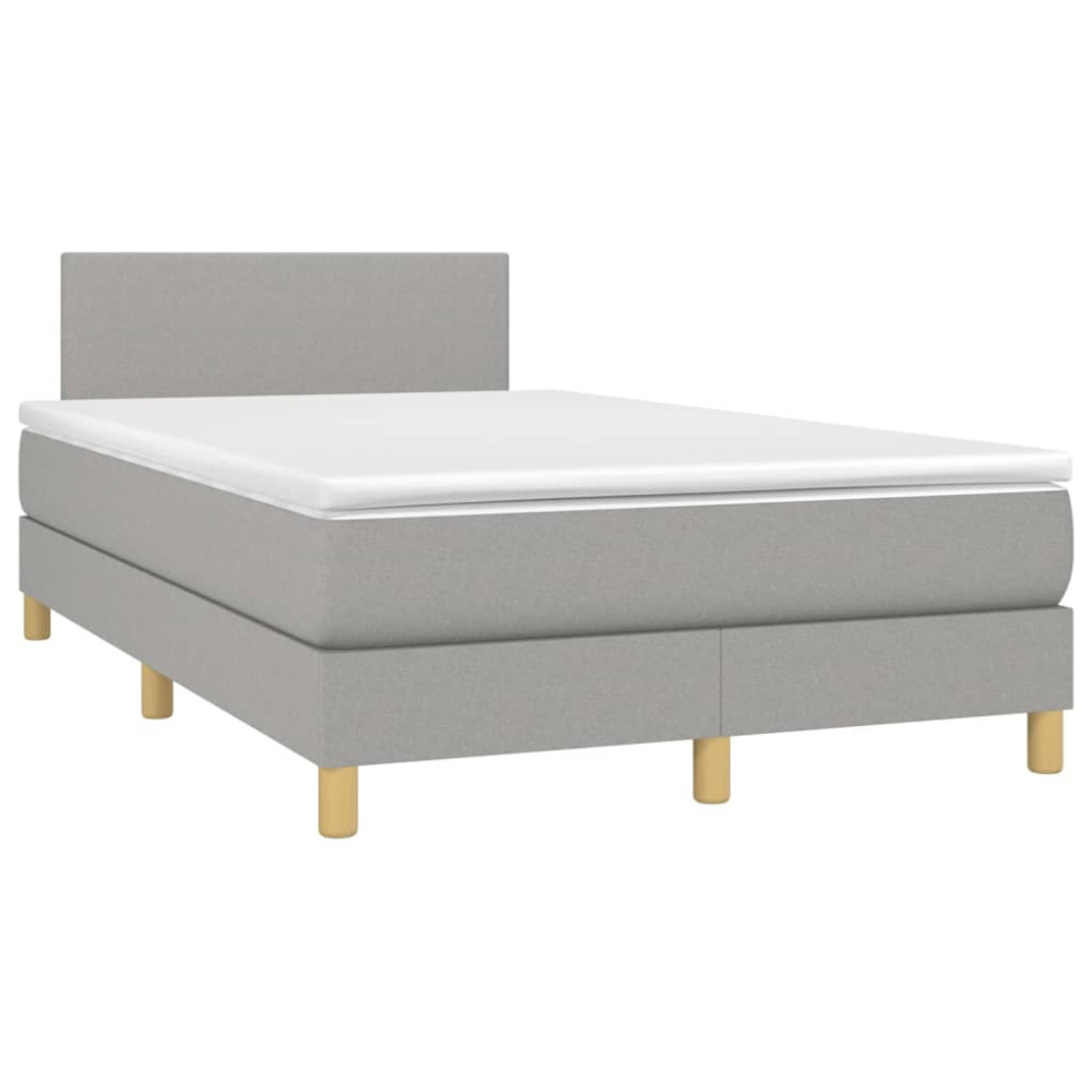 Produktbild för Ramsäng med madrass ljusgrå 120x200 cm tyg