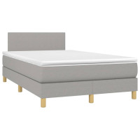 Produktbild för Ramsäng med madrass ljusgrå 120x200 cm tyg