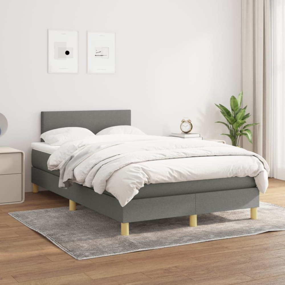 Produktbild för Ramsäng med madrass mörkgrå 120x200 cm tyg