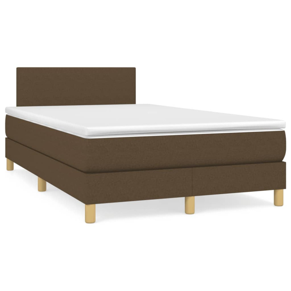 Produktbild för Ramsäng med madrass mörkbrun 120x200 cm tyg