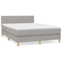 Produktbild för Ramsäng med madrass ljusgrå 140x190 cm tyg