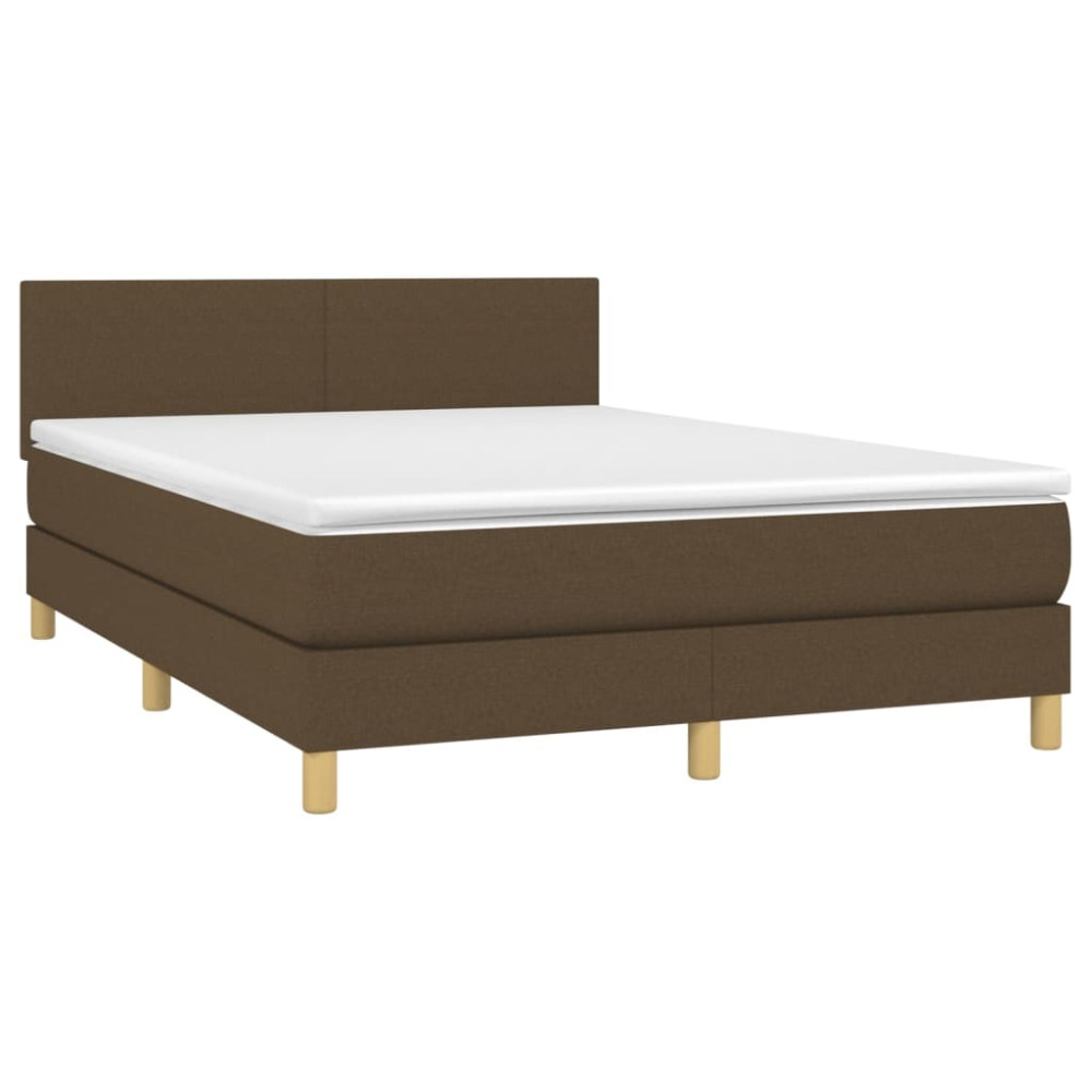 Produktbild för Ramsäng med madrass mörkbrun 140x190 cm tyg