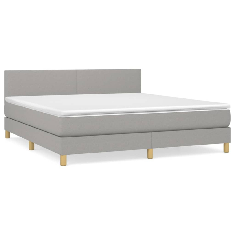 Produktbild för Ramsäng med madrass ljusgrå 160x200 cm tyg