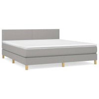 Produktbild för Ramsäng med madrass ljusgrå 160x200 cm tyg