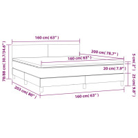 Produktbild för Ramsäng med madrass ljusgrå 160x200 cm tyg