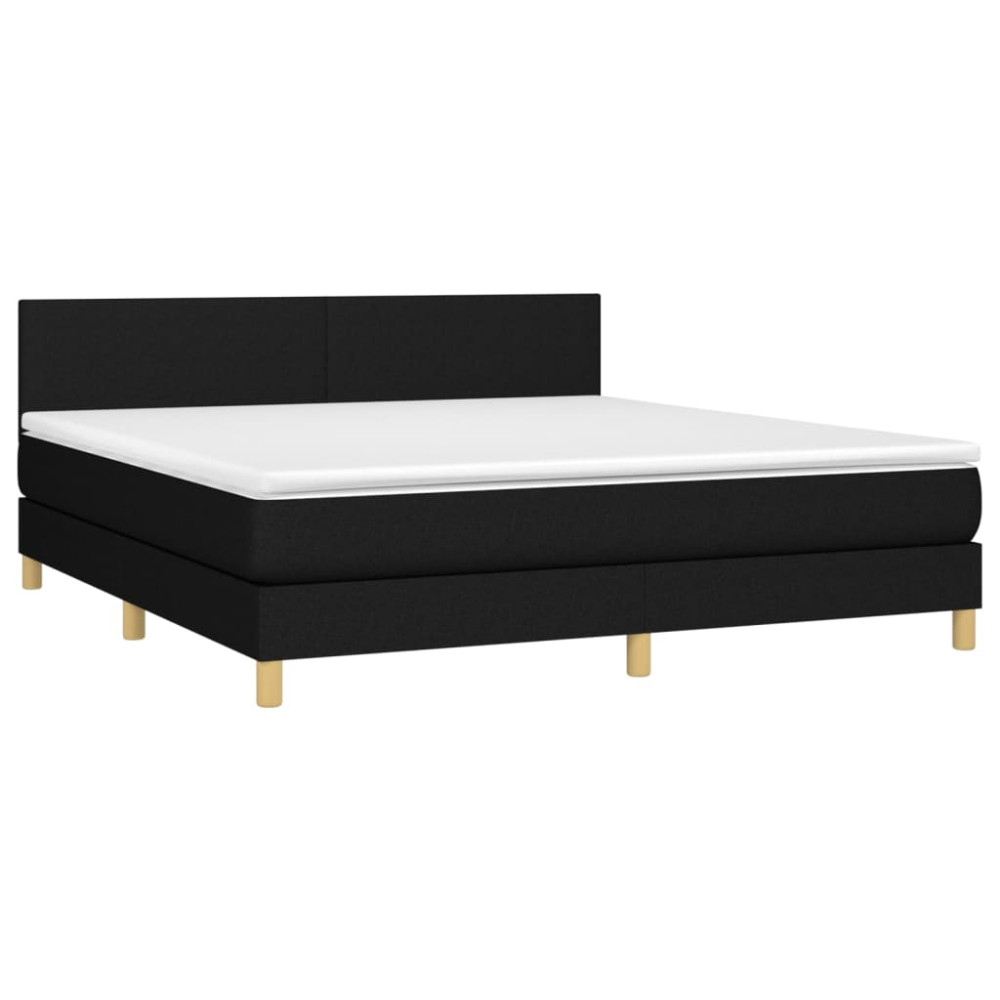 Produktbild för Ramsäng med madrass svart 160x200 cm tyg