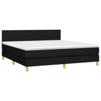 Produktbild för Ramsäng med madrass svart 160x200 cm tyg