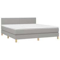 Produktbild för Ramsäng med madrass ljusgrå 180x200 cm tyg