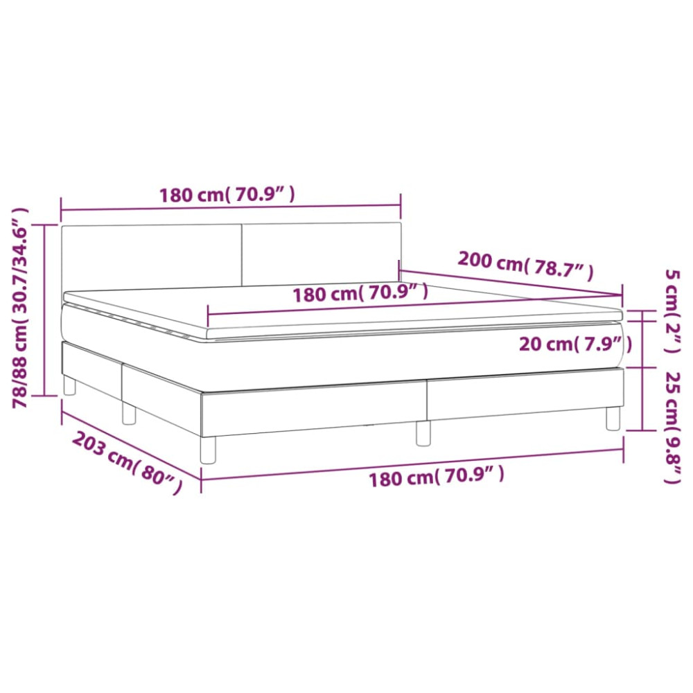 Produktbild för Ramsäng med madrass ljusgrå 180x200 cm tyg