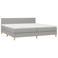 Produktbild för Ramsäng med madrass ljusgrå 200x200 cm tyg