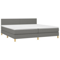 Produktbild för Ramsäng med madrass mörkgrå 200x200 cm tyg