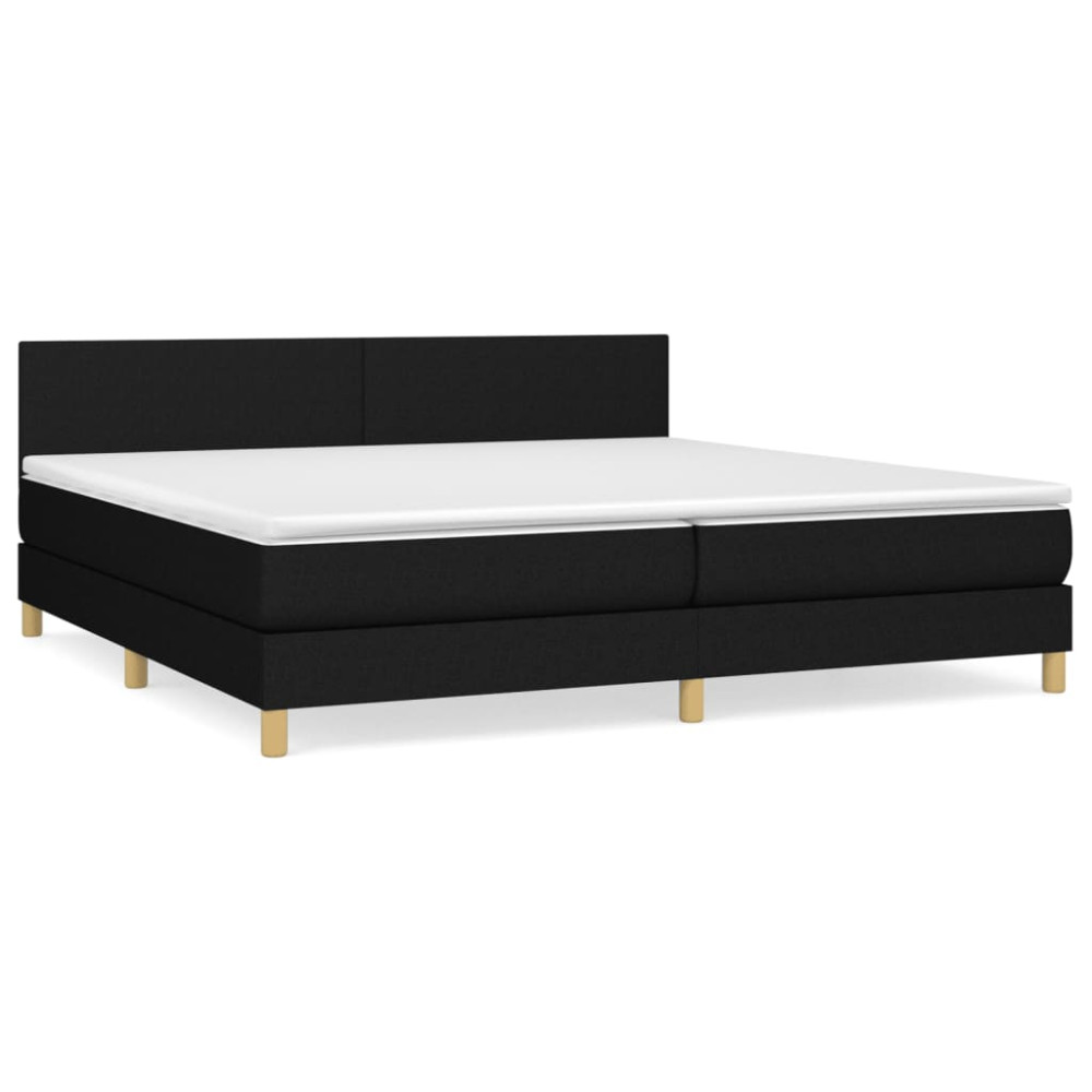 Produktbild för Ramsäng med madrass svart 200x200 cm tyg