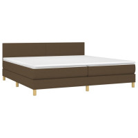 Produktbild för Ramsäng med madrass mörkbrun 200x200 cm tyg