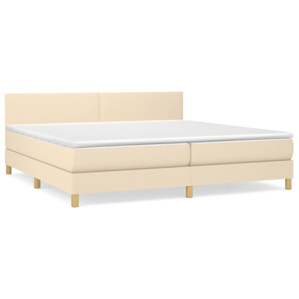 Produktbild för Ramsäng med madrass gräddvit 200x200 cm tyg