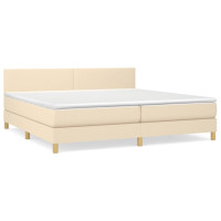 Produktbild för Ramsäng med madrass gräddvit 200x200 cm tyg