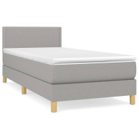Produktbild för Ramsäng med madrass ljusgrå 90x200 cm tyg