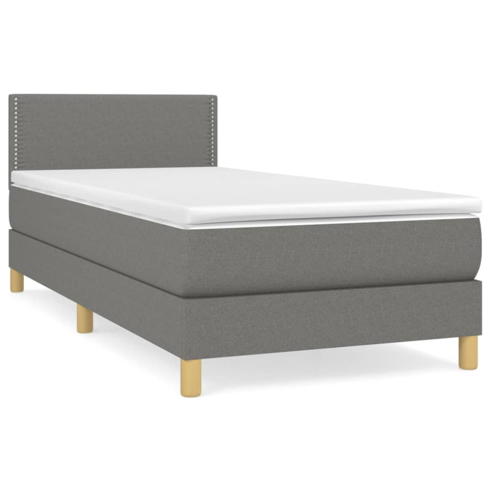 Produktbild för Ramsäng med madrass mörkgrå 90x200 cm tyg