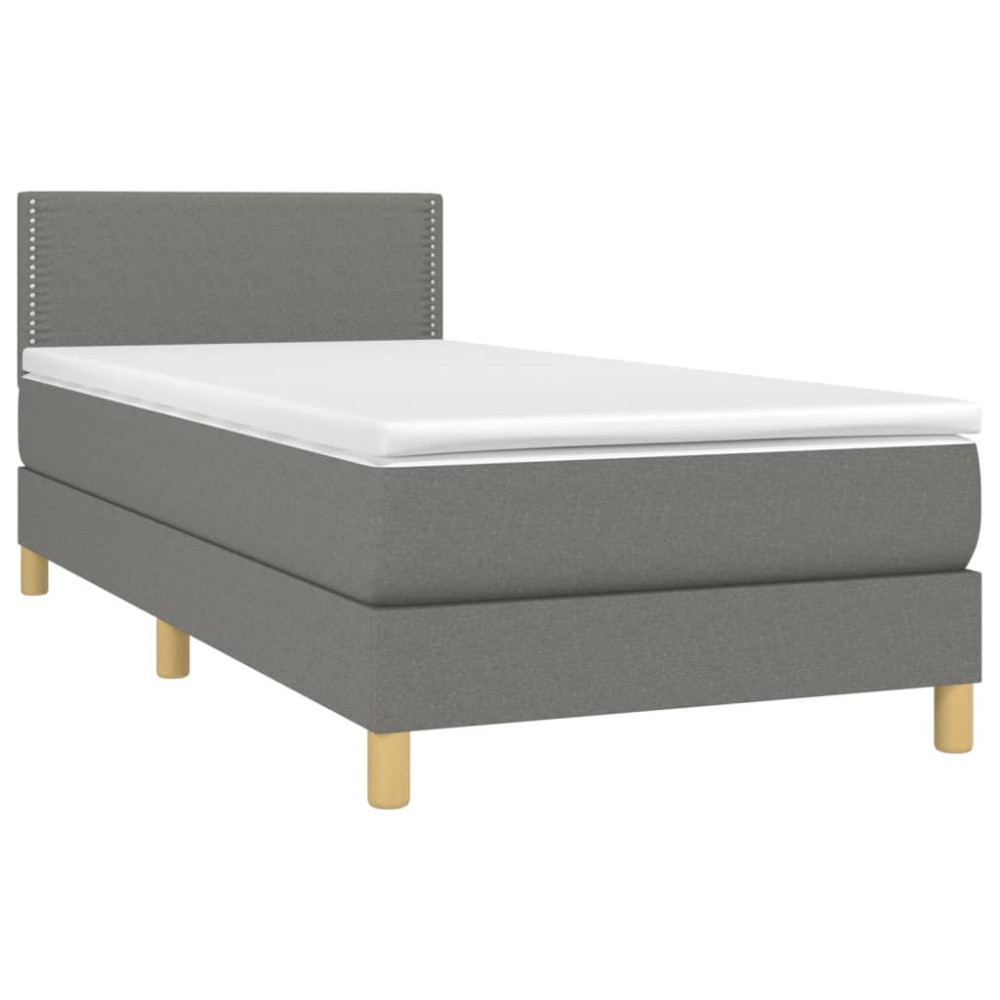 Produktbild för Ramsäng med madrass mörkgrå 90x200 cm tyg