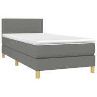 Produktbild för Ramsäng med madrass mörkgrå 90x200 cm tyg