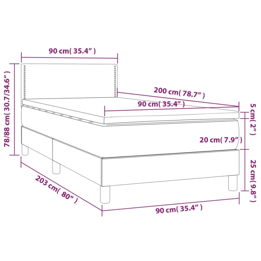 Produktbild för Ramsäng med madrass taupe 90x200 cm tyg