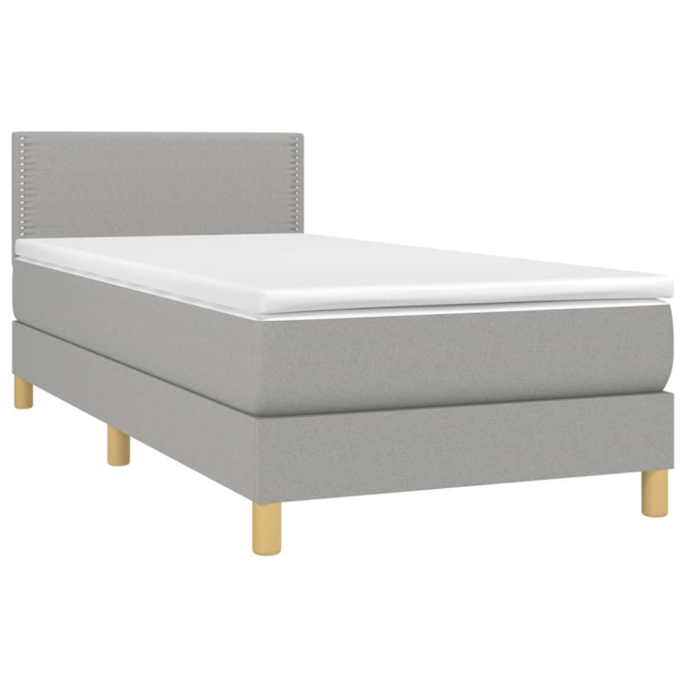 Produktbild för Ramsäng med madrass ljusgrå 100x200 cm tyg
