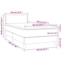 Produktbild för Ramsäng med madrass mörkgrå 100x200 cm tyg