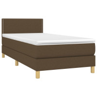 Produktbild för Ramsäng med madrass mörkbrun 100x200 cm tyg