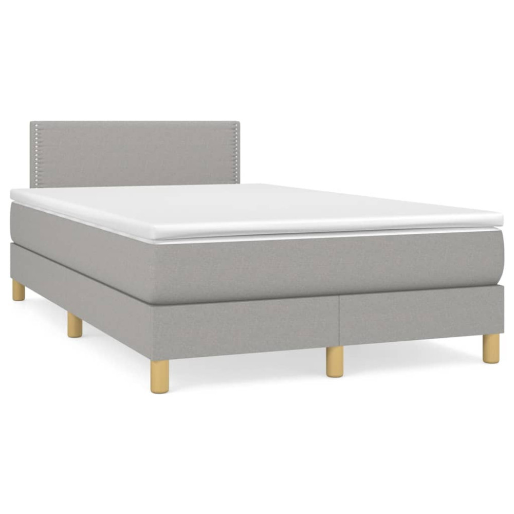 Produktbild för Ramsäng med madrass ljusgrå 120x200 cm tyg
