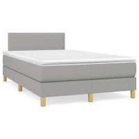 Produktbild för Ramsäng med madrass ljusgrå 120x200 cm tyg