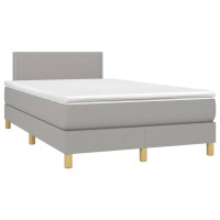 Produktbild för Ramsäng med madrass ljusgrå 120x200 cm tyg