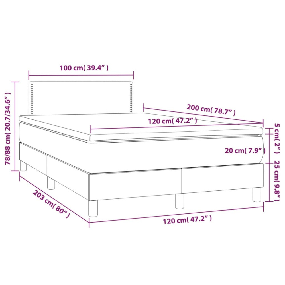 Produktbild för Ramsäng med madrass mörkbrun 120x200 cm tyg