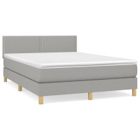Produktbild för Ramsäng med madrass ljusgrå 140x190 cm tyg